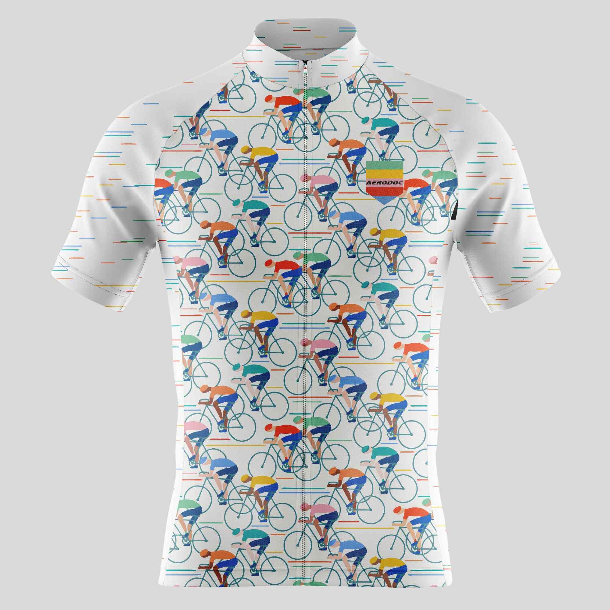 Retro Bicycle Design Men's Cycling Jersey - Full Sleeves