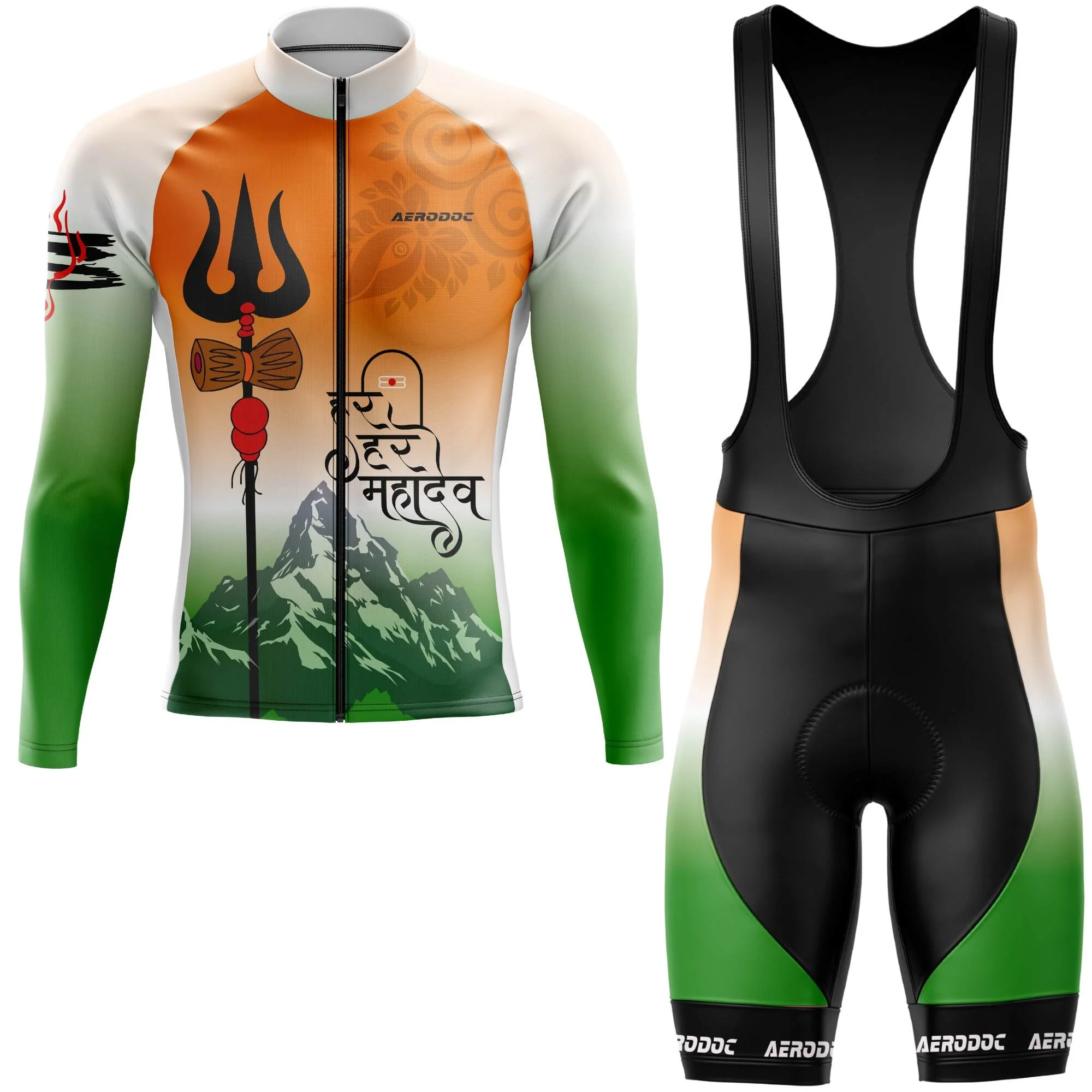 Tricolor Mahadev Cycling Jersey & Bib Shorts – Performance Gear for Riders