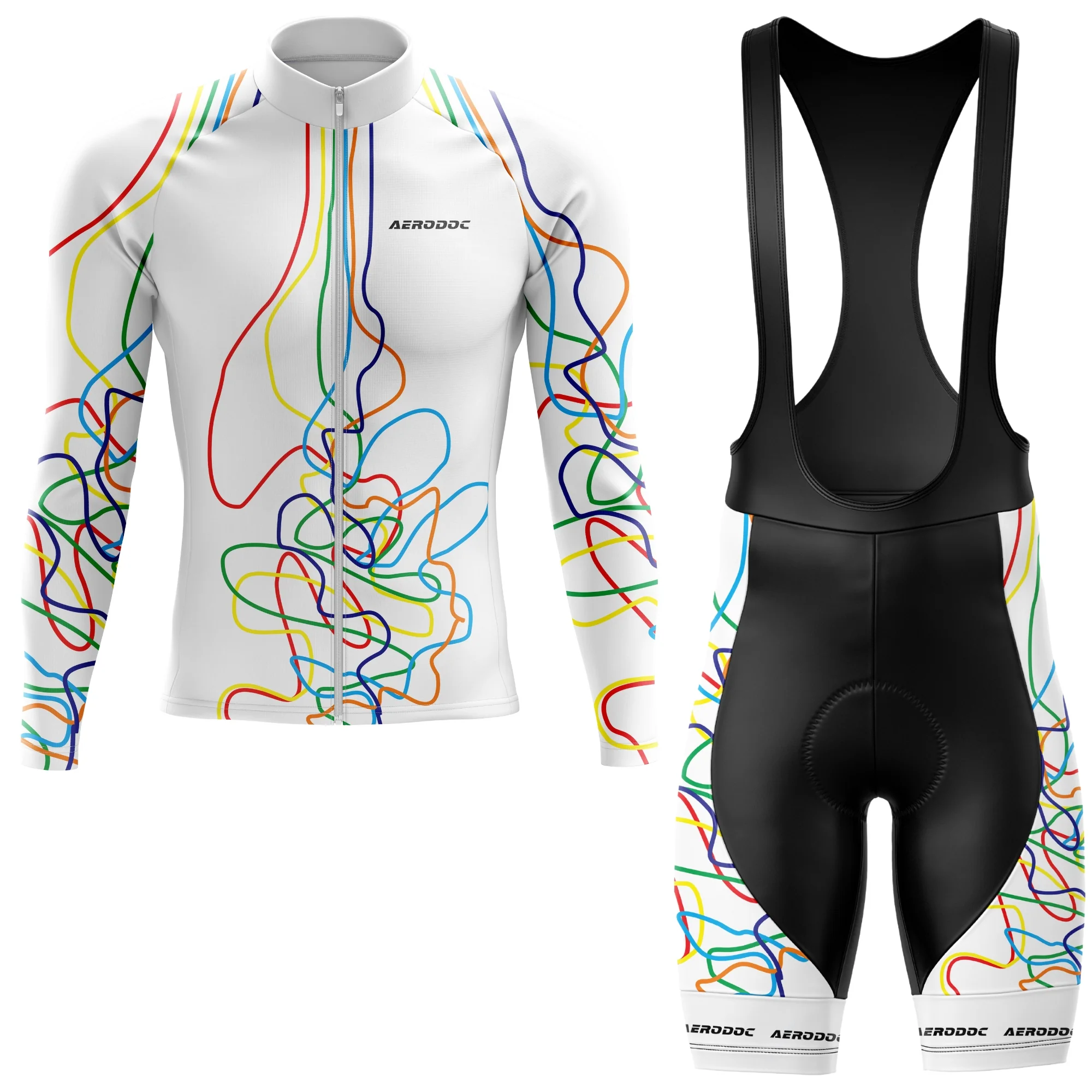 Aerodoc Cyclone Threads Design Cycling Jersey -  Full Sleeves, Matching Bib