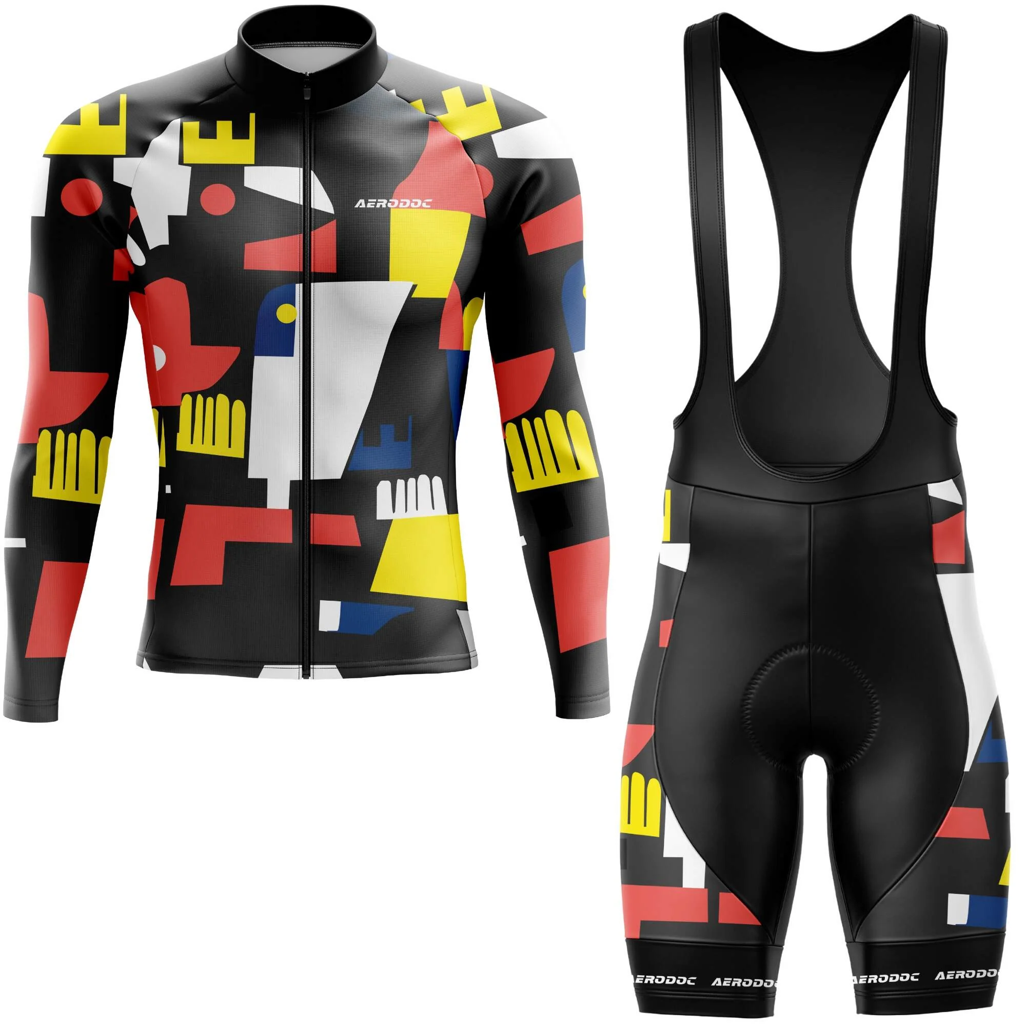Aerodoc Abstract Shift Cycling Jersey – Full Sleeves, Matching Bib & Non-Bib Shorts