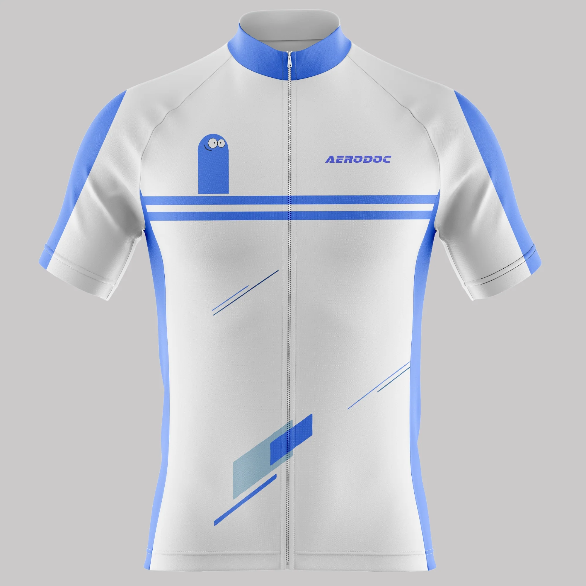 Aerodoc Smiley Blue White Cycling Jersey – Half Sleeves and Full Sleeves Lightweight & Breathable