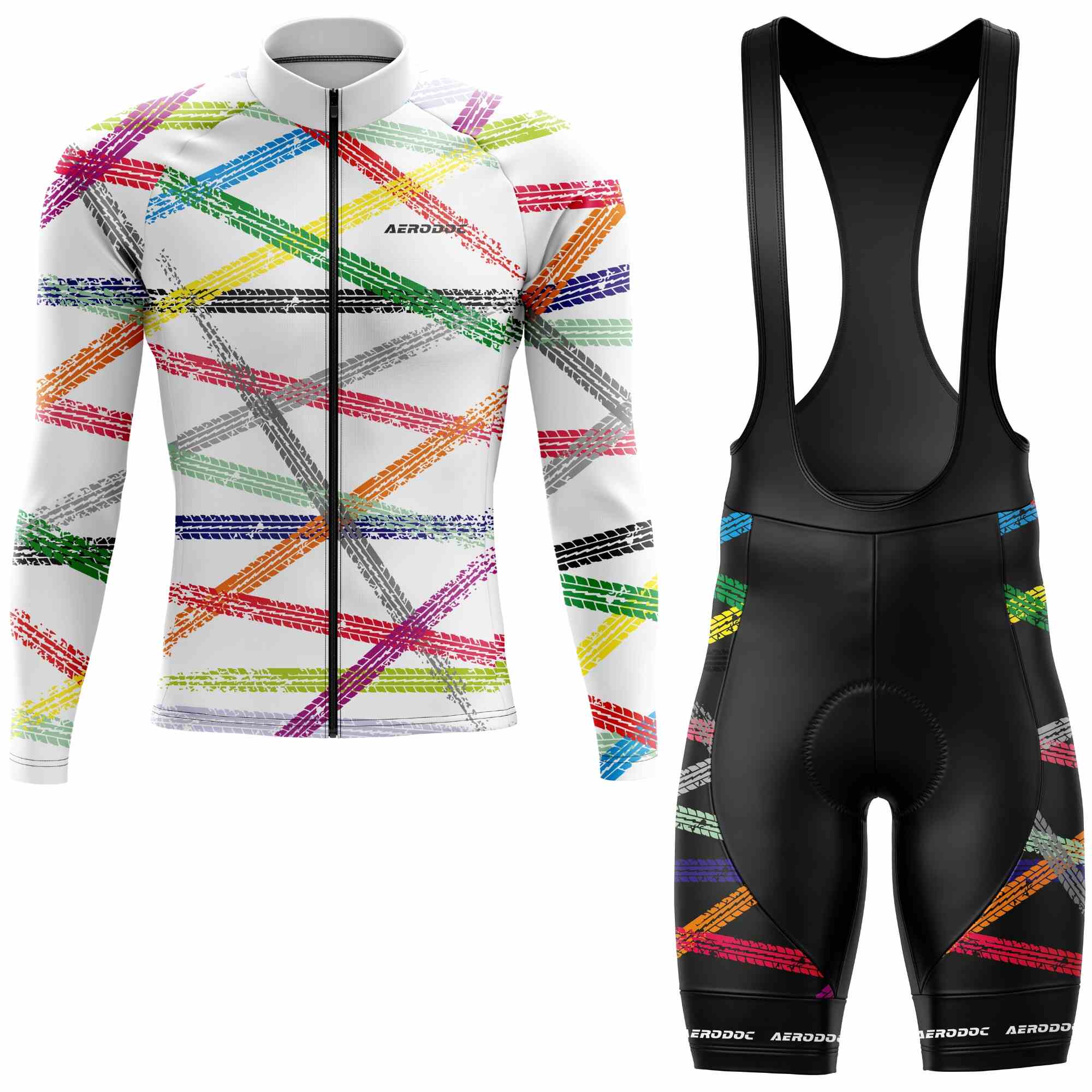 Color Stripe Road Racer Cycling Jersey – Full Sleeves, Matching Bib & Non-Bib Shorts