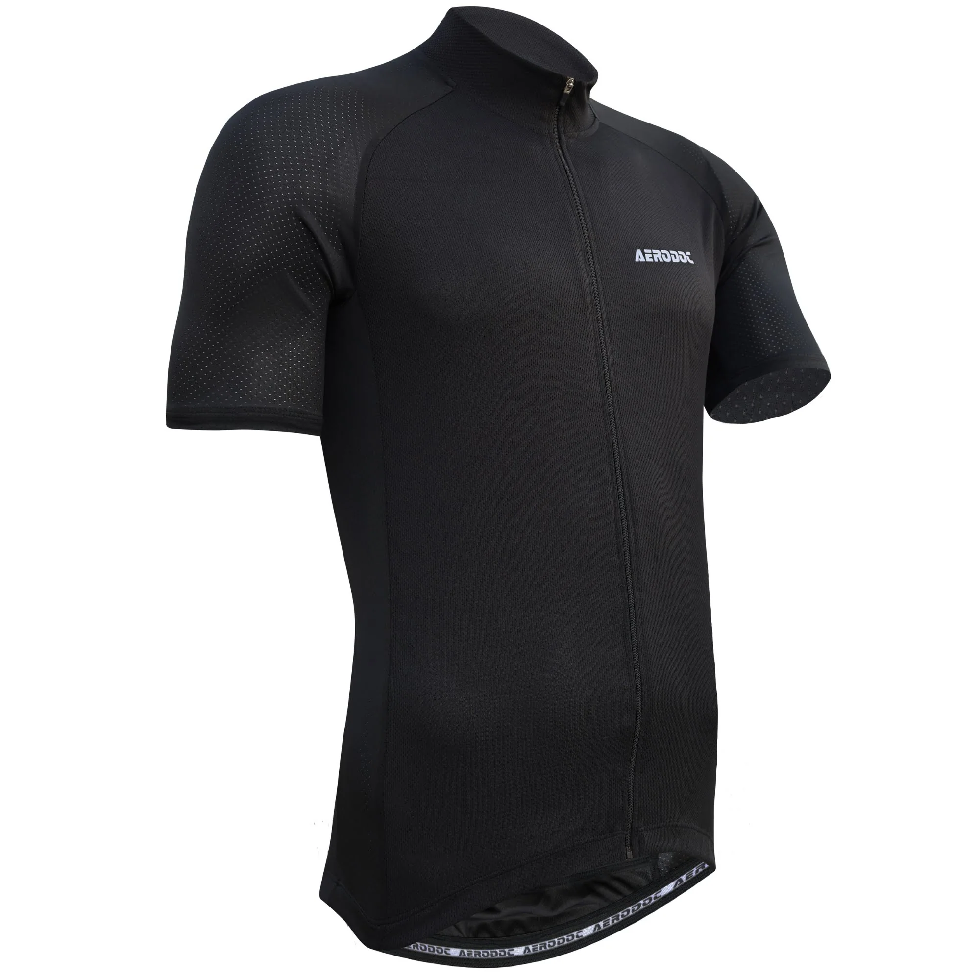 Aerodoc Glide Black Cycling jersey with waterproof zipper pocket