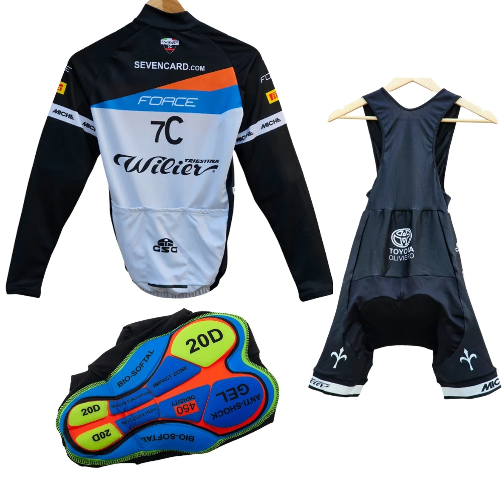 Wilier High Quality Cycling Jersey Pro Bicycle Team Cycling Bib Shorts and Full Sleeve GelPad